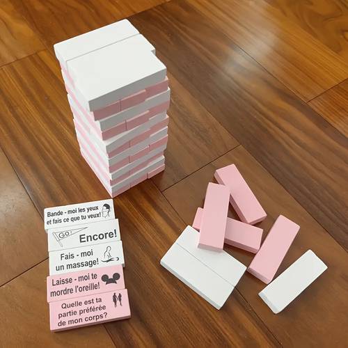 48-teiliges Mehrsprachiges Paarspiel Herausforderungsset mit Deutsch + Spanisch + Französisch + Niederländisch: Holz-Tischpartyspiele für Dates, Romantisches Geschenk für Erwachsene, Spaßige Interaktive Brettspiele für Date-Nächte Beziehungsaufbau