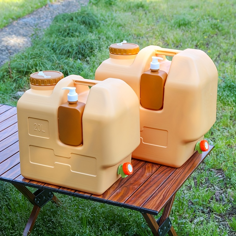 5.28gal/7.93gal Portable Water Storage Bucket with Faucet - Scratch & Impact Resistant, Durable PE Material for Camping, Home, Car - Easy-Fill Design, Camping Essentials, Outdoor Water Container, Secure Lid Feature