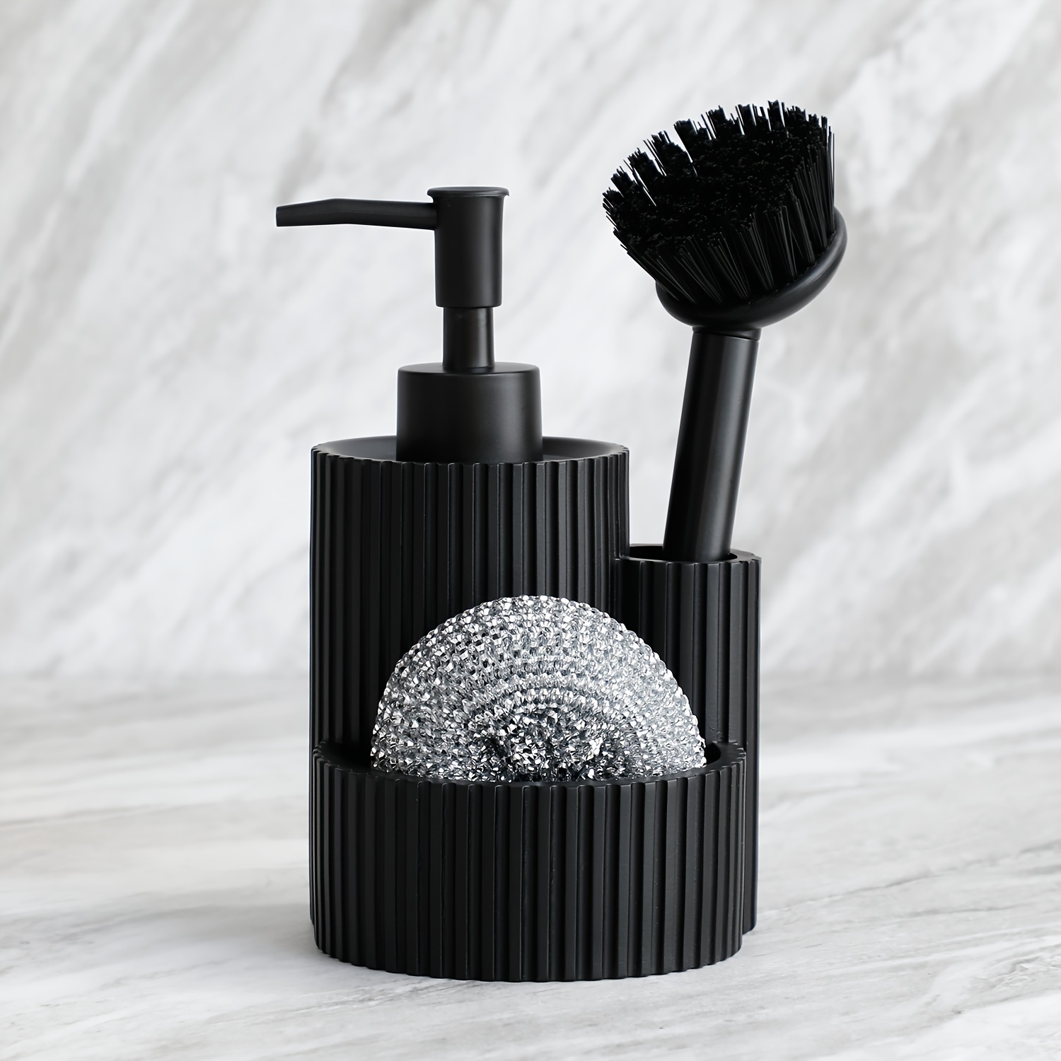 Image of A Multifunctional Kitchen Soap Dispenser That Can Hold Cleaning Brushes And Sponges, Suitable For Use In The Kitchen And Bathroom