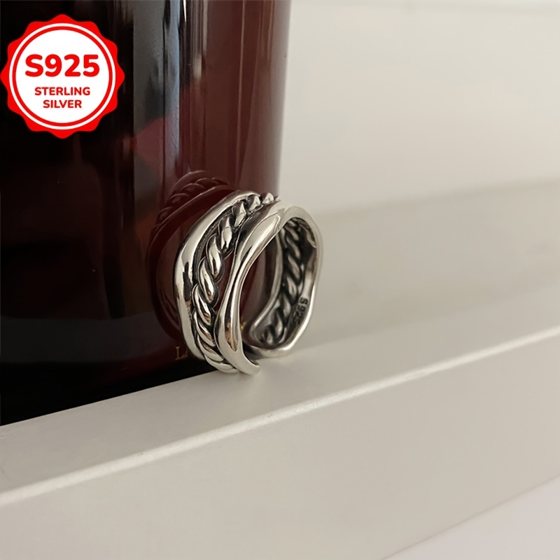 Retro Twisted Layer Open Ring - Low Allergy Fashionable Design