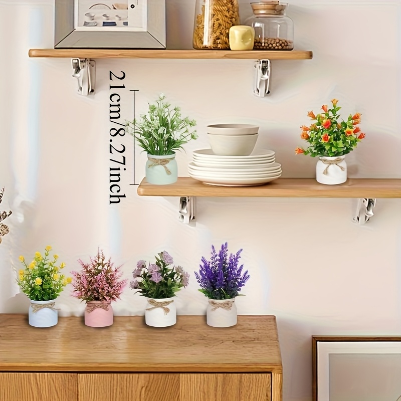 Image of 6pcs Set Of Miniature Potted Plants - Plastic Decorative Flower Arrangement, Suitable For Home And Office Desk Decoration - Suitable For Indoor And Outdoor Use, No Electricity Required