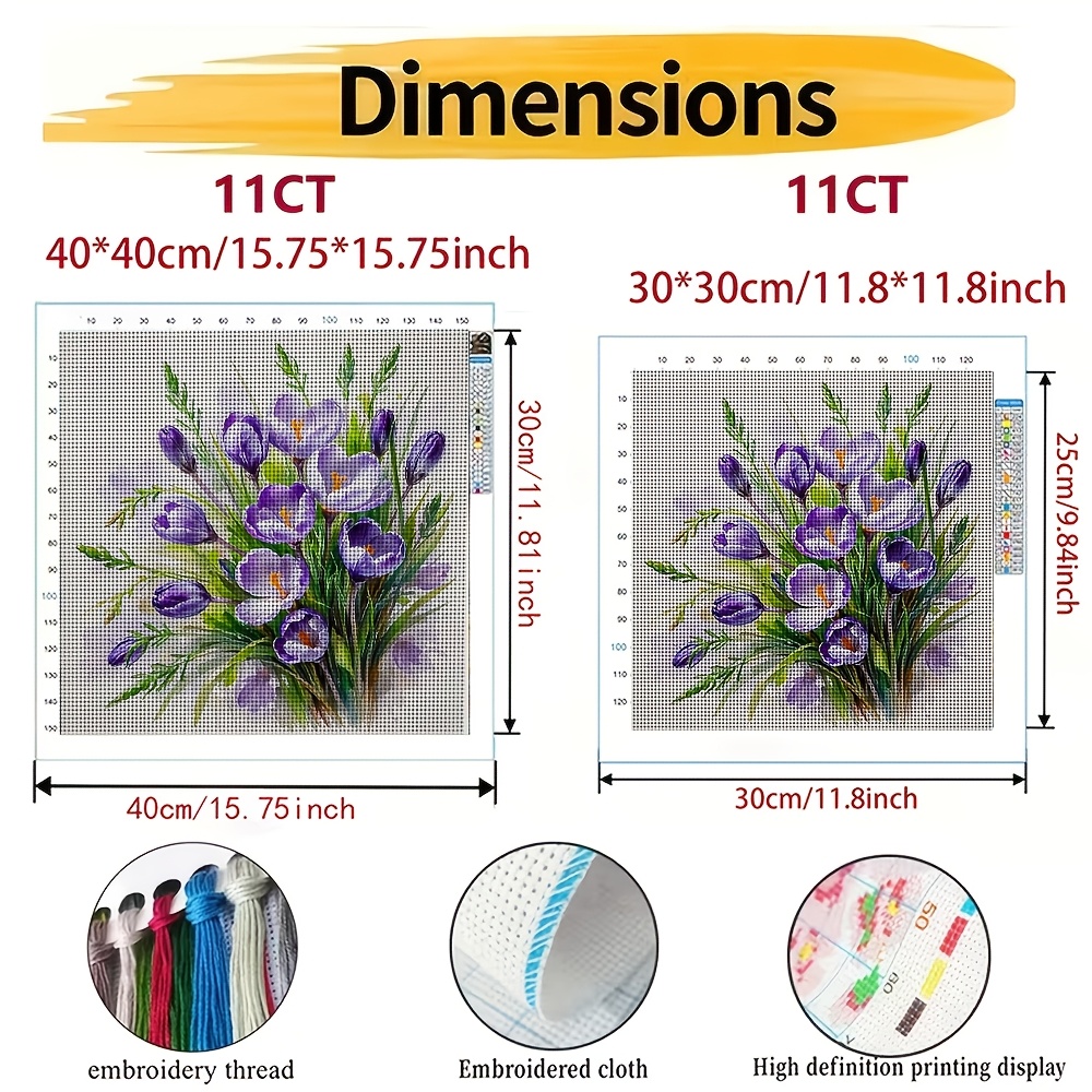 Watercolor Purple Blossom Pattern Themed Cross Stitch Kit