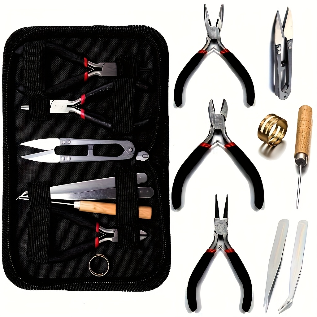 1 Set Jewelry Making Tool Kit, Round And Needle Nose Pliers, Round Nose Pliers, Sharp Nose Pliers, Diagonal Nose Pliers, Non-serrated Wire Cutter For Beginners And Hobbyists