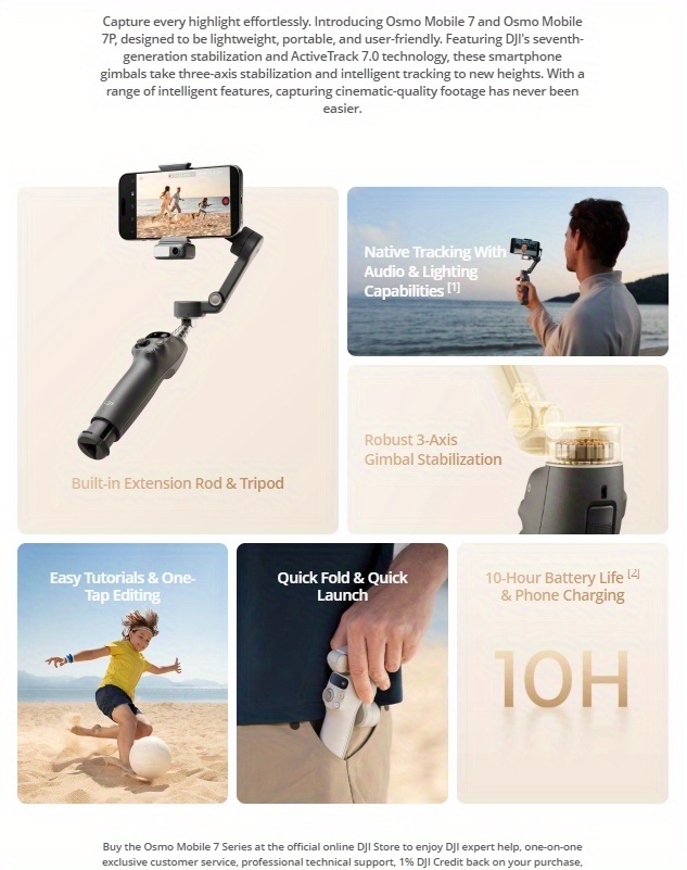 DJI Osmo Mobile 7ProAll - scene tracking mobile phone stabilizer, OM intelligent tracking live - streaming vlog - shake handheld gimbal, foldable and portable selfie stick, a shooting magic tool