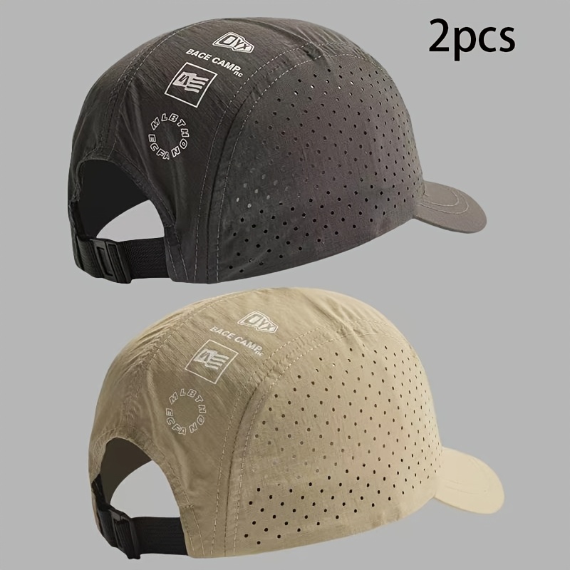 TEMU Ensemble 2 pièces Casquette de baseball rétro à bord court pour hommes 2025, Casquette unisexe de 'été respirante à séchage rapide et réglable,