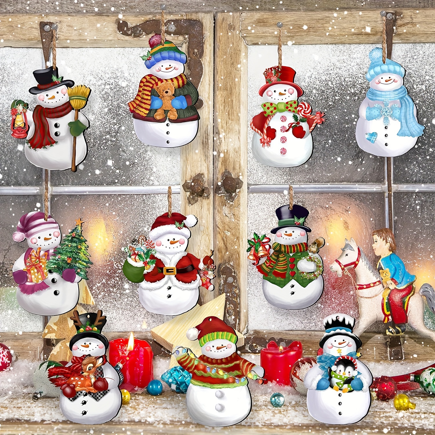 

24pcs Snowman Wooden Ornaments - For Christmas Tree, & Decor | Theme