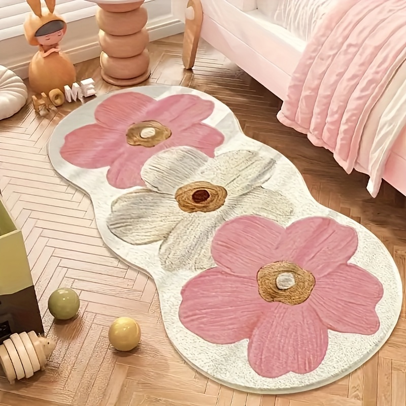 1pc Alfombra de Terciopelo, con un peso de 850G/M², diseñada para la decoración de dormitorios con pintura al óleo, con un respaldo de granos de goma antideslizante. Esta alfombra lavable es adecuada para dormitorios, mesas de noche, pasillos, salas de estar, balcones y ventanas en forma de bóveda