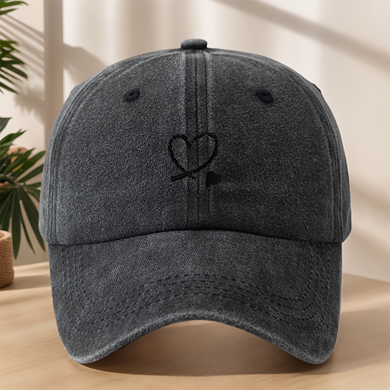 E-shop Baseballkappe mit Liebesdruck, klassische gewaschene Vintage-Entenschnabelkappe, weich, schweißabsorbierend, atmungsaktiv, individuelle