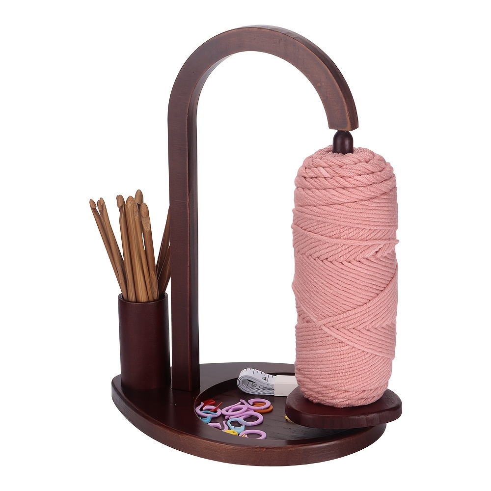 

1 Set Qjh Magnetic Wooden Yarn Holder With Crochet Hook Storage, Strong Magnet Support, 360° Rotating Knitting Organizer, Ideal Gift For Christmas And Holidays, Yarn Storage