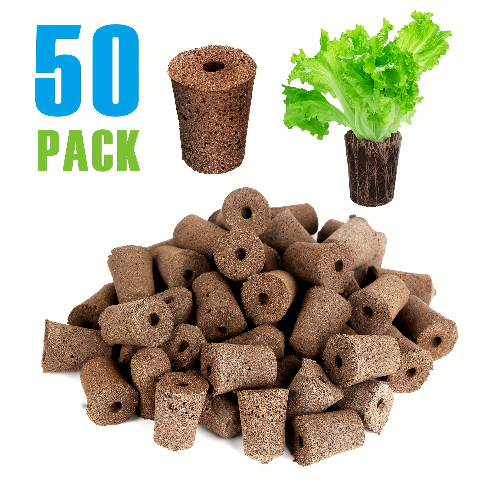 Image of /80/150/200/250pcs Grow Sponges | Seed Pods Replacement Root Grow Sponges, Seedling Starter Sponges Kit Refill Compatible With And Most Hydroponics Growing System, Cylinder, Material