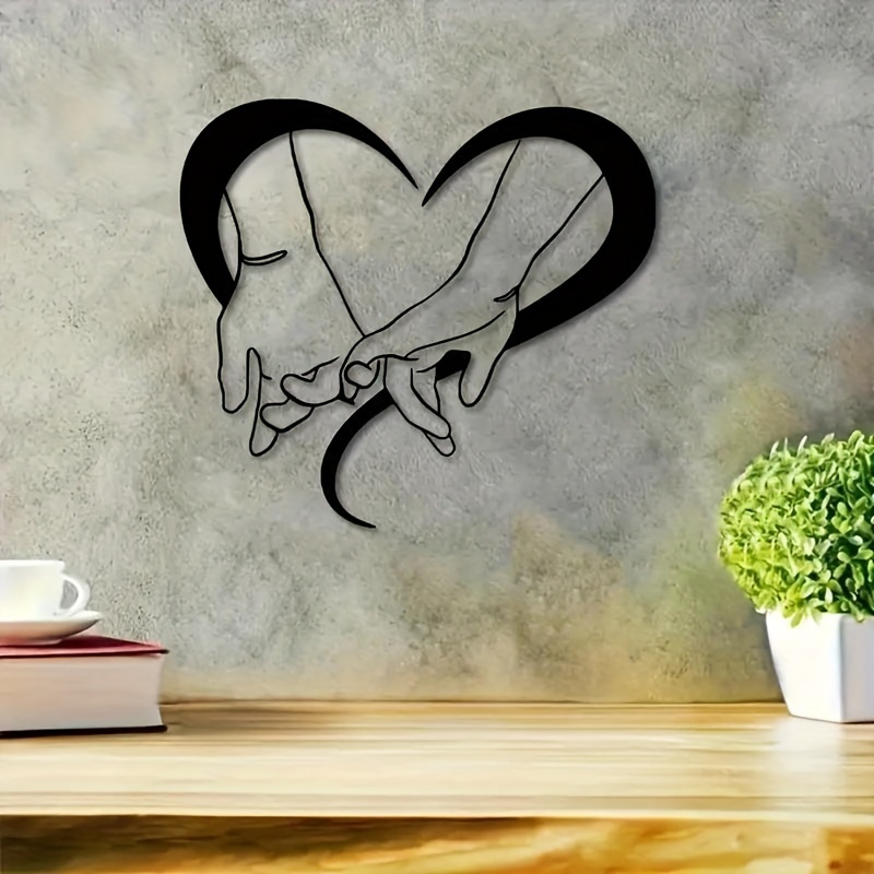 

Romantic Holding Hands Metal Wall Art - Elegant Minimalist Design, Perfect Gift For Couples & Lovers, Ideal For Bedroom Or Office Decor