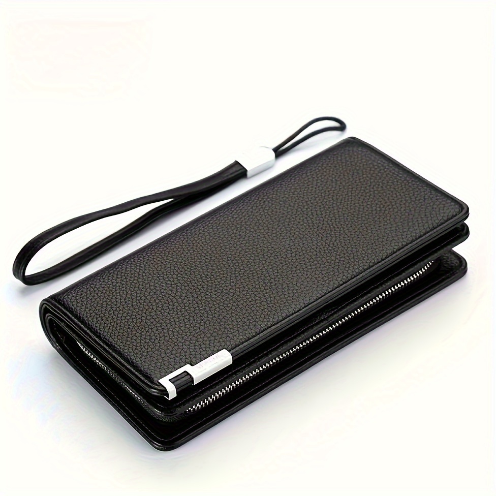 

Pu Leather Long Wallet With Iron Edge, Casual Style Multi-card Bifold Purse, Business Multi-functional Phone Bag