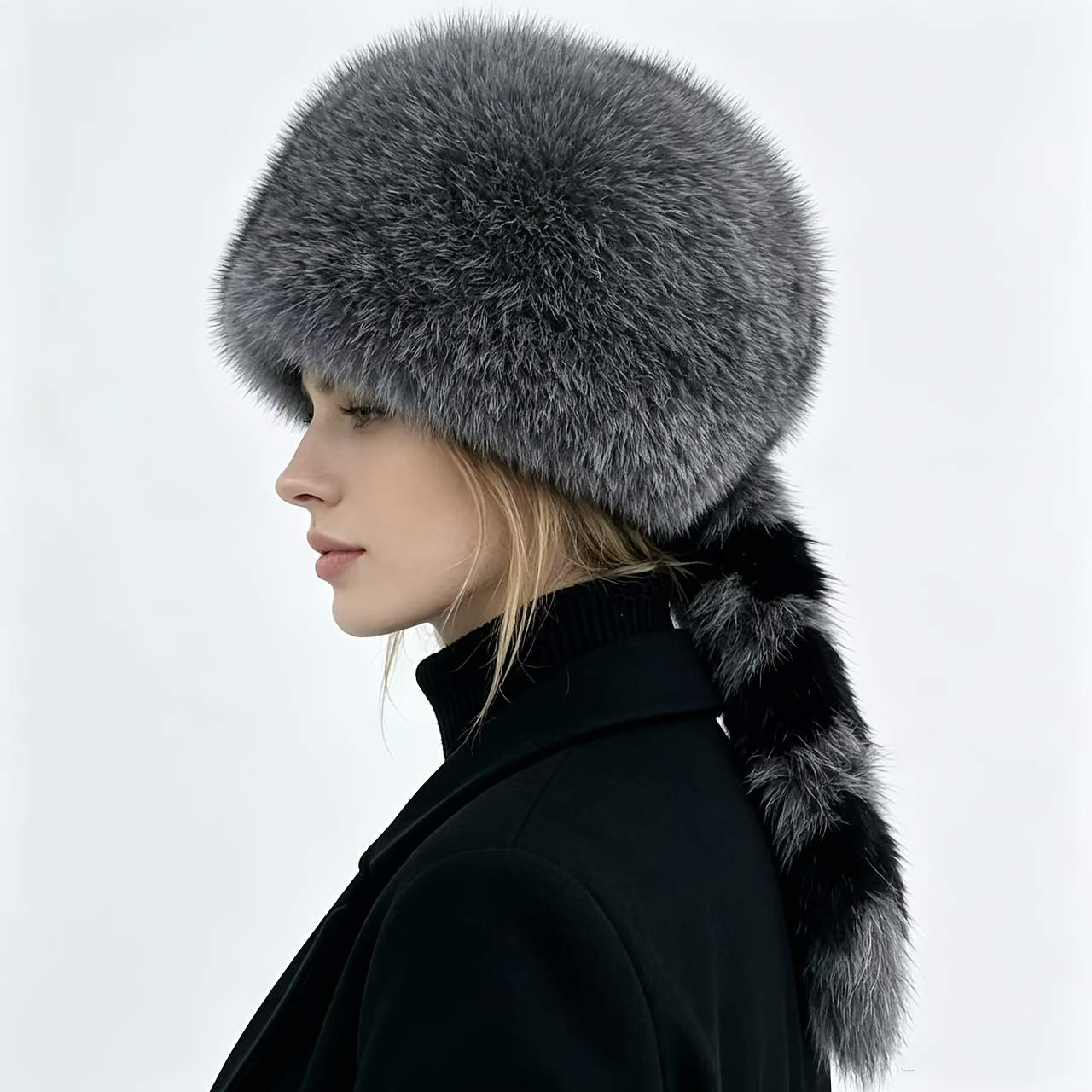 TEMU Women&;s Hat, Plush Fluffy Thick, Warm And Cold Protection, Winter Outdoor And , Cold Wind Resistance, , Banquet And Party Atmosphere,