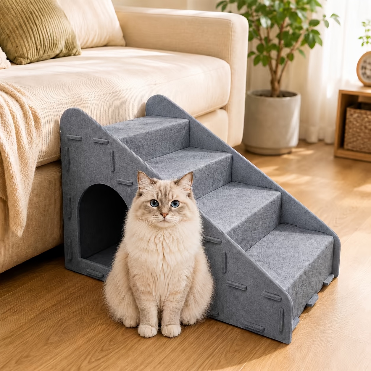 TEMU Multifunzionale 3 in 1 per Animali Domestici, Staccabile per Cani, Rampa a Quattro Livelli per Cani, Materiale in Durevole, Adatta per Divani,
