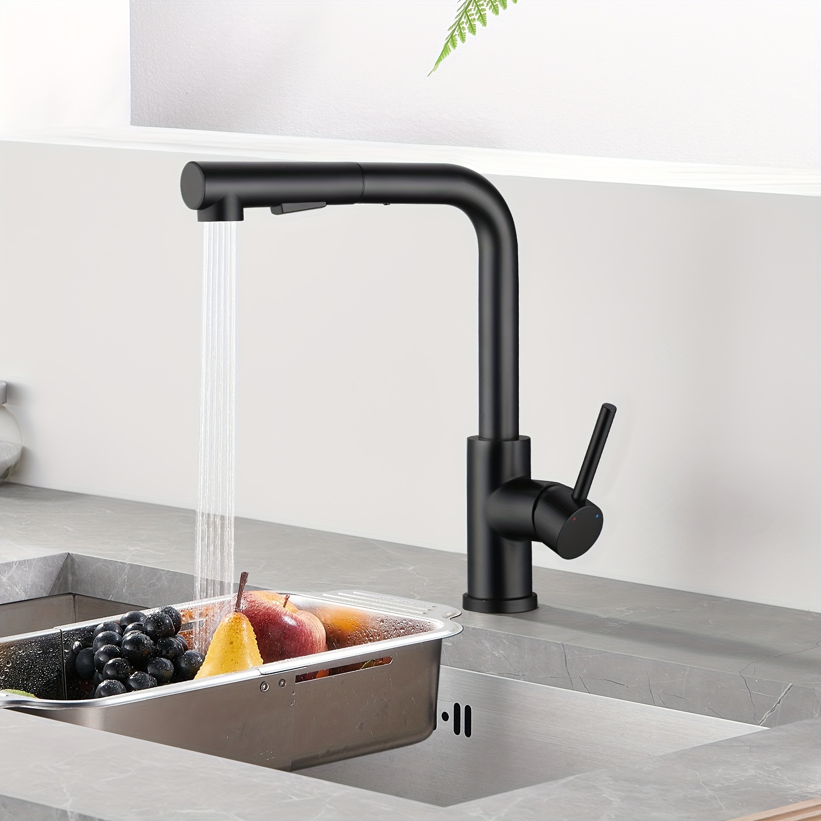 

Low Pressure Tap Kitchen Pull-out, Kitchen Tap Black With Shower 2 Jet, 360° Rotatable Kitchen Tap Low Pressure Tap With 3 Connections For Boiler, Sink Mixer Made Of Stainless Steel