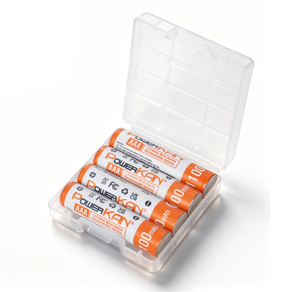 TEMU Powerkan Aaa Rechargeable Batteries (4-pack) - 1100 High Capacity, 1.2v Ni-mh Battery With Storage Case | Long-lasting For Home & Commercial Use