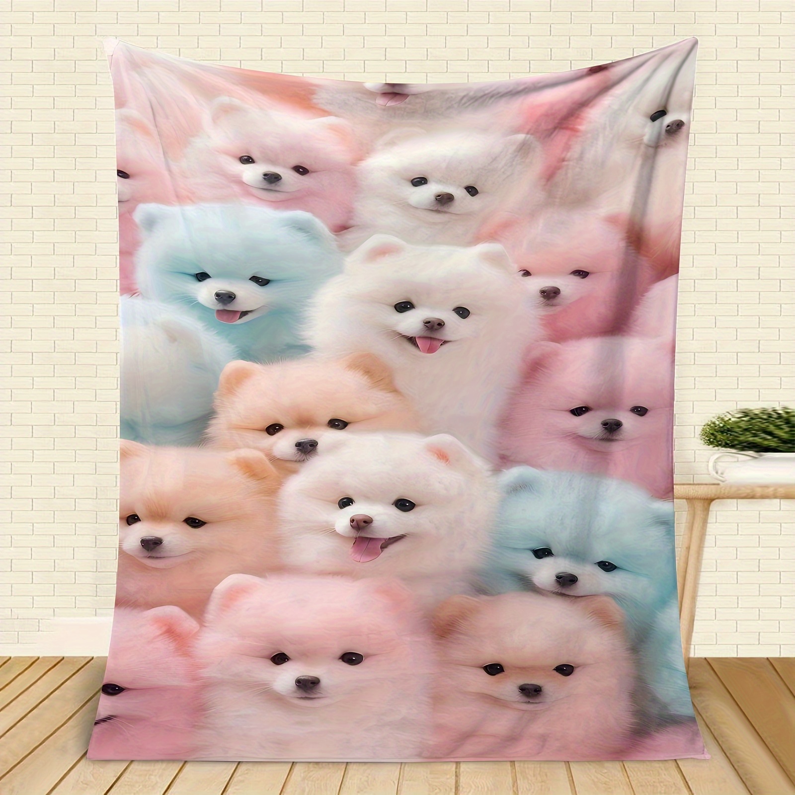 TEMU Blanket - Dog Pattern - , Multipurpose Knit Blanket For Sofa, , Car, , Bedroom, , , Camping - Machine Polyester