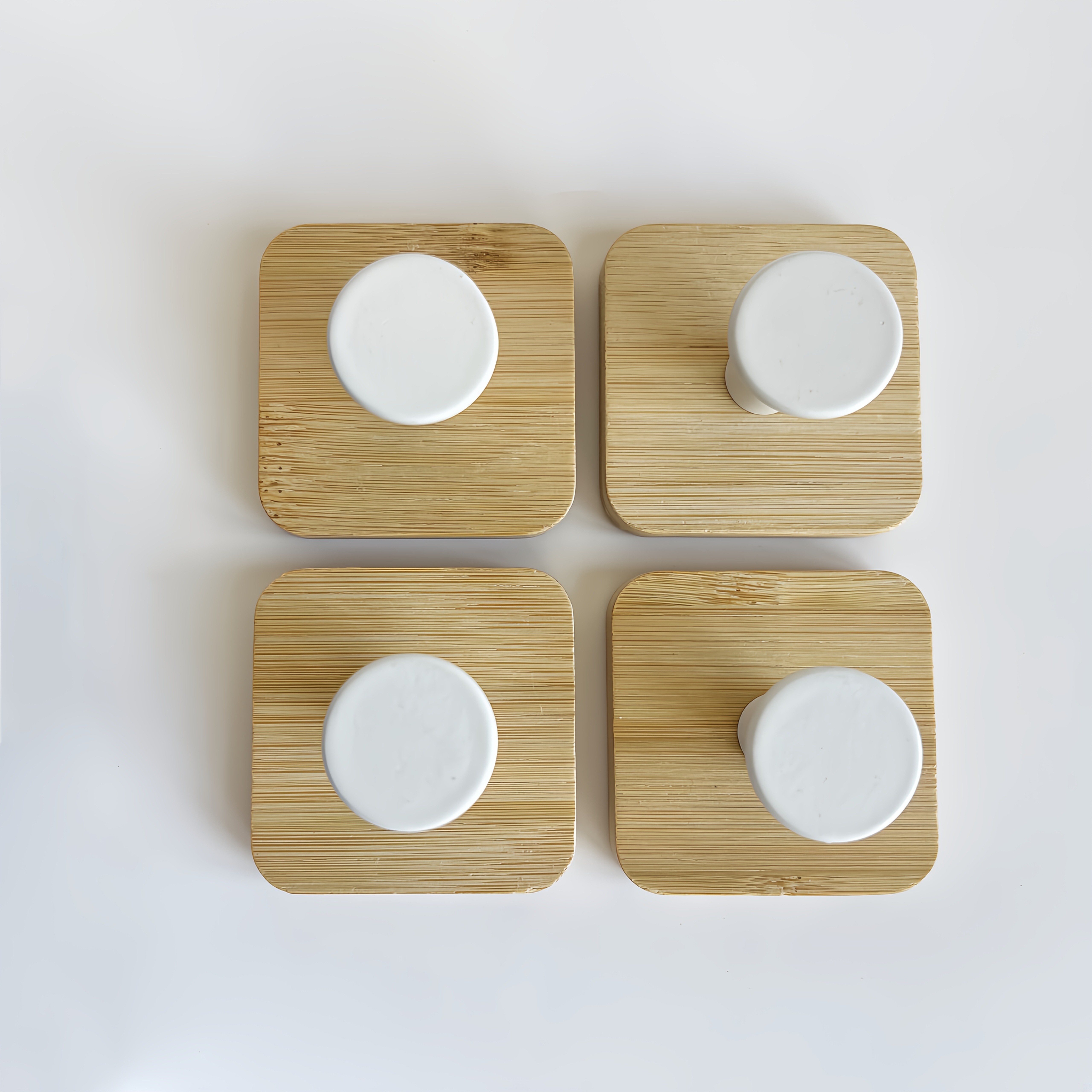 Four-pack No-drill Strong Adhesive Bamboo Wood Base Metal Home Hooks, Organizers