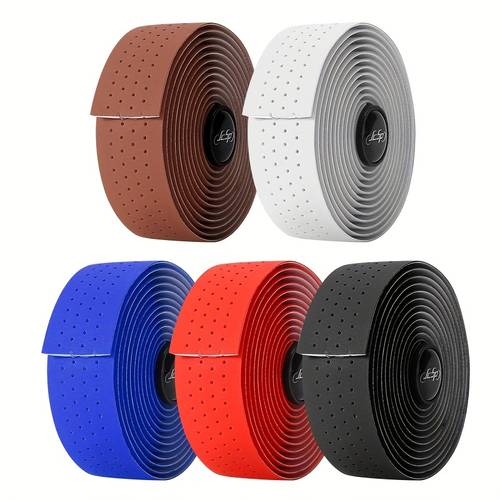 road bike handle belt four holes breathable sweat absorbent anti slip shock absorption bicycle handle belt mixed color plastic surface waterproof 1 pack eva material