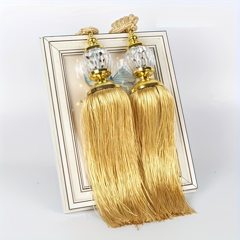 TEMU 2pcs Fashion Curtain Tiebacks, Curtain Ties With Tassels, Acrylic Crystal Beaded Ball Curtain Holders For Living Room, Bedroom Home Decor,
