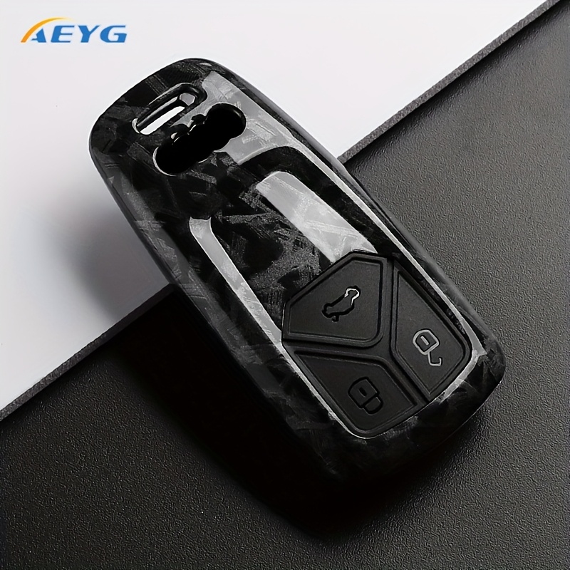TEMU Coque de clé de voiture en ABS de qualité supérieure style fibre de , résistante aux chutes, aux rayures et à l', convient pour Audi A4 B9, A5,