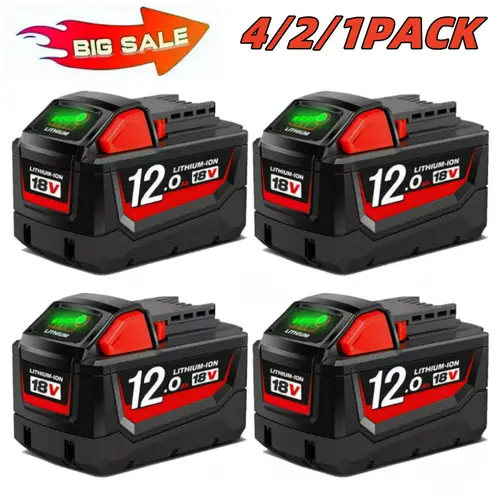 1 2 4pcs 12 0ah battery for m18 replacement battery for m18 18v battery 48 11 1880 48 11 1890 48 11 1812 48 11 1860 48 11 1850 cordless power tool