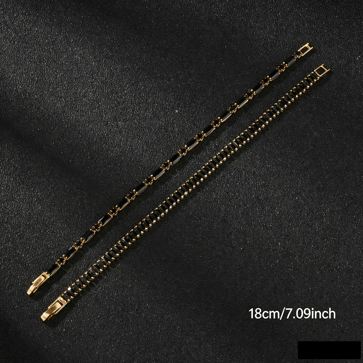 TEMU Juego de 2 pulseras brazalete de tenis brillantes, elegantes y atractivas para hombre, con incrustaciones de circonita cúbica sintética negra,