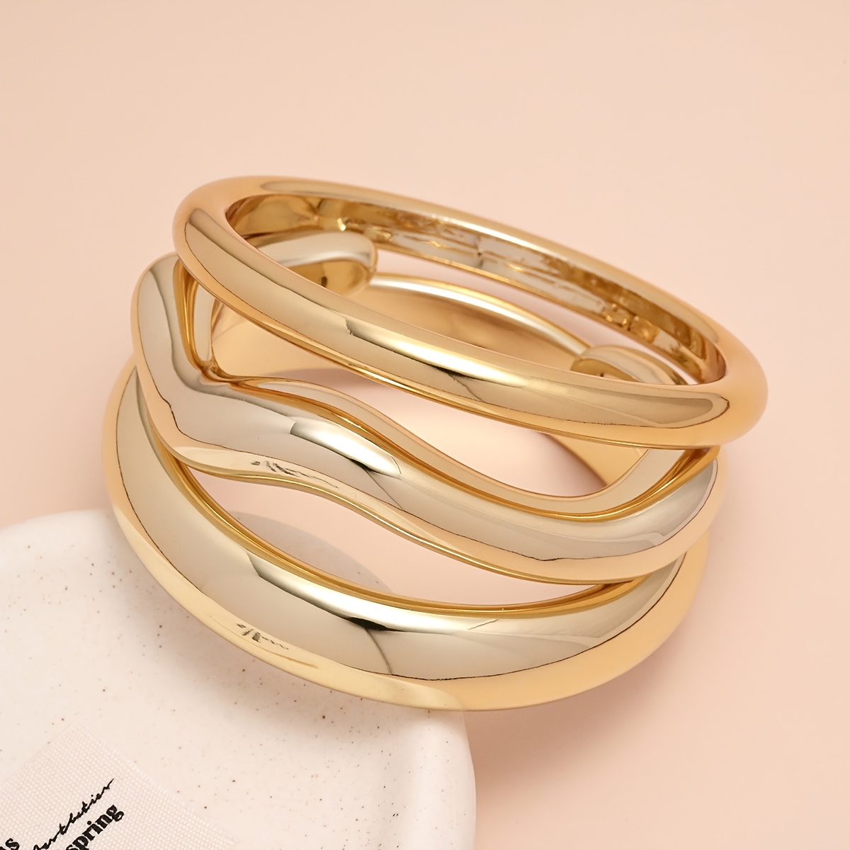TEMU 3pcs Set Of Stylish And Elegant Twisted Plain Hoop Bracelets, Suitable For Daily Wear, Banquets/parties, Travel, Vacations, Beach Sunbathing,