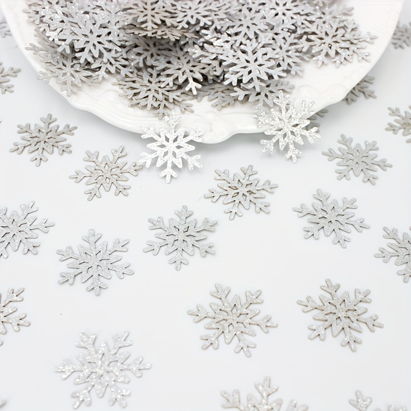 

100pcs Festive Silver Snowflake Confetti - Perfect For Christmas, New Year, Birthday, Winter, Wedding, Bridal Shower, And Ice-themed Party Table Decorations