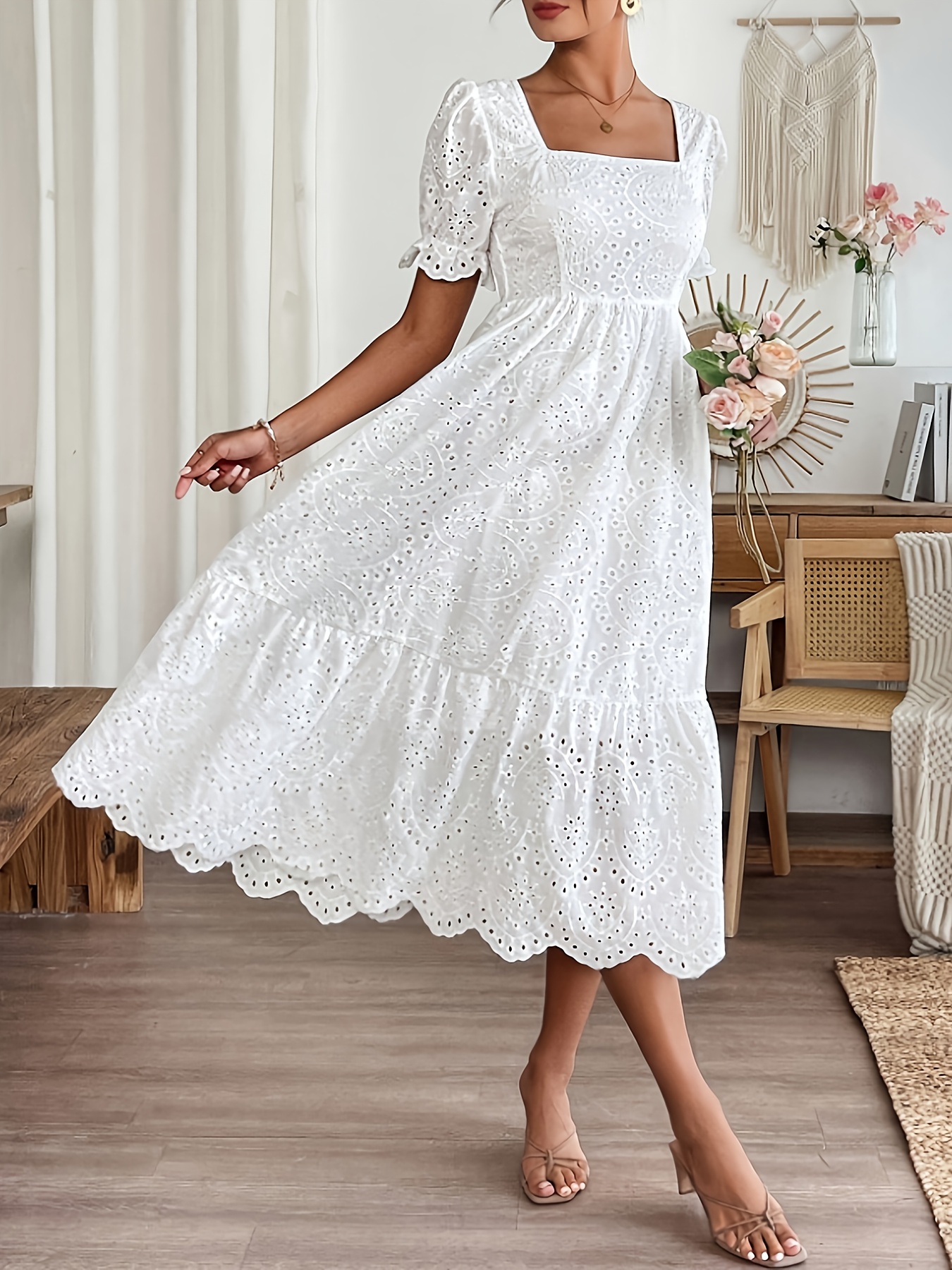 white christmas dresses Spring Silk Cotton Dress Casual A-Line Maxi Dress– FantasyLinen