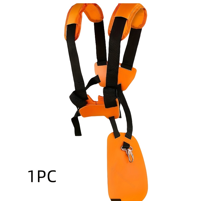 E-shop Verstellbare Rasentrimmer- und Unkrautentferner-Schulterstütze - Bequem, langlebig, orangefarbenes Design mit schwarzen Riemen, ideal für die