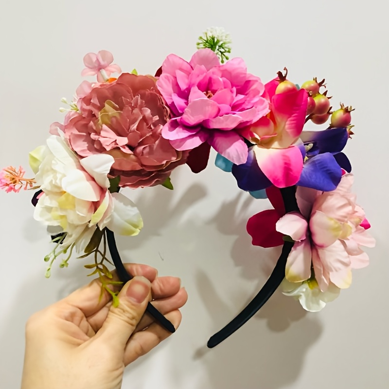 E-shop Kreatives Stirnband, modisches Kopfschmuck aus Kunstblumen, Damen Party Verkleidungs Kopfbedeckung