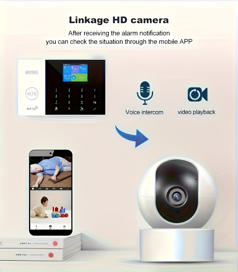 PGST 105 4G Wireless Home Security System, Color Night Vision, Two-way Audio, 360 Degree Rotation, 1080P Full Color Night Vision PTZ IP Camera, Compatible with Alexa And Assistant&Tuya Solution App