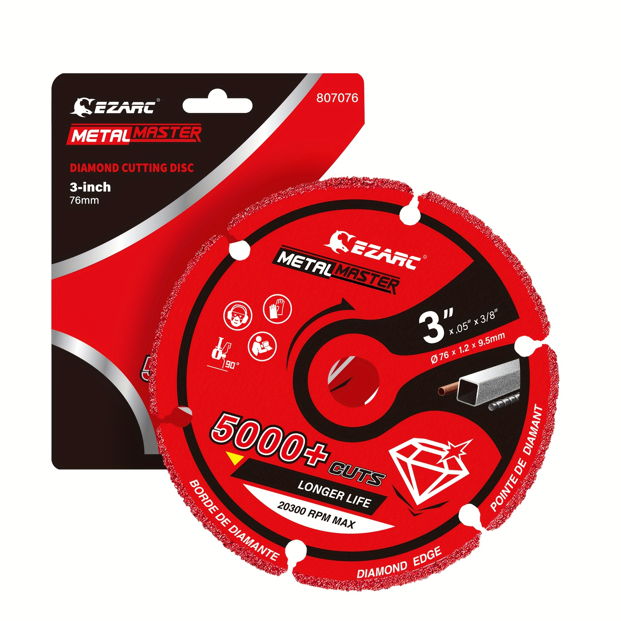 

Ezarc 3" Diamond Cutting Wheel 1pc, Diamond Cutting Disc With 5000+ Cuts On Various Metals, , Steel, Iron, Wood & Nails And Inox, All In 1 Metal Solution, Precise And Durable, 100x Longer Life