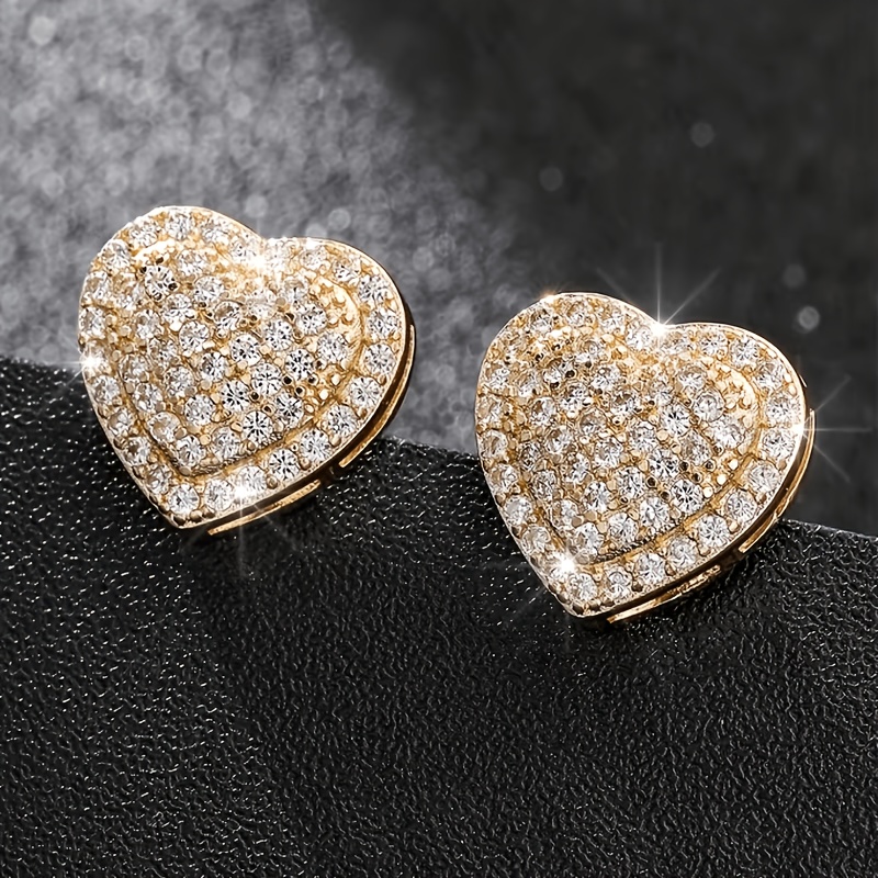 2pcs heart shape glitter stud earrings for women sparkly elegant wedding prom earrings jewelry gift party accessories