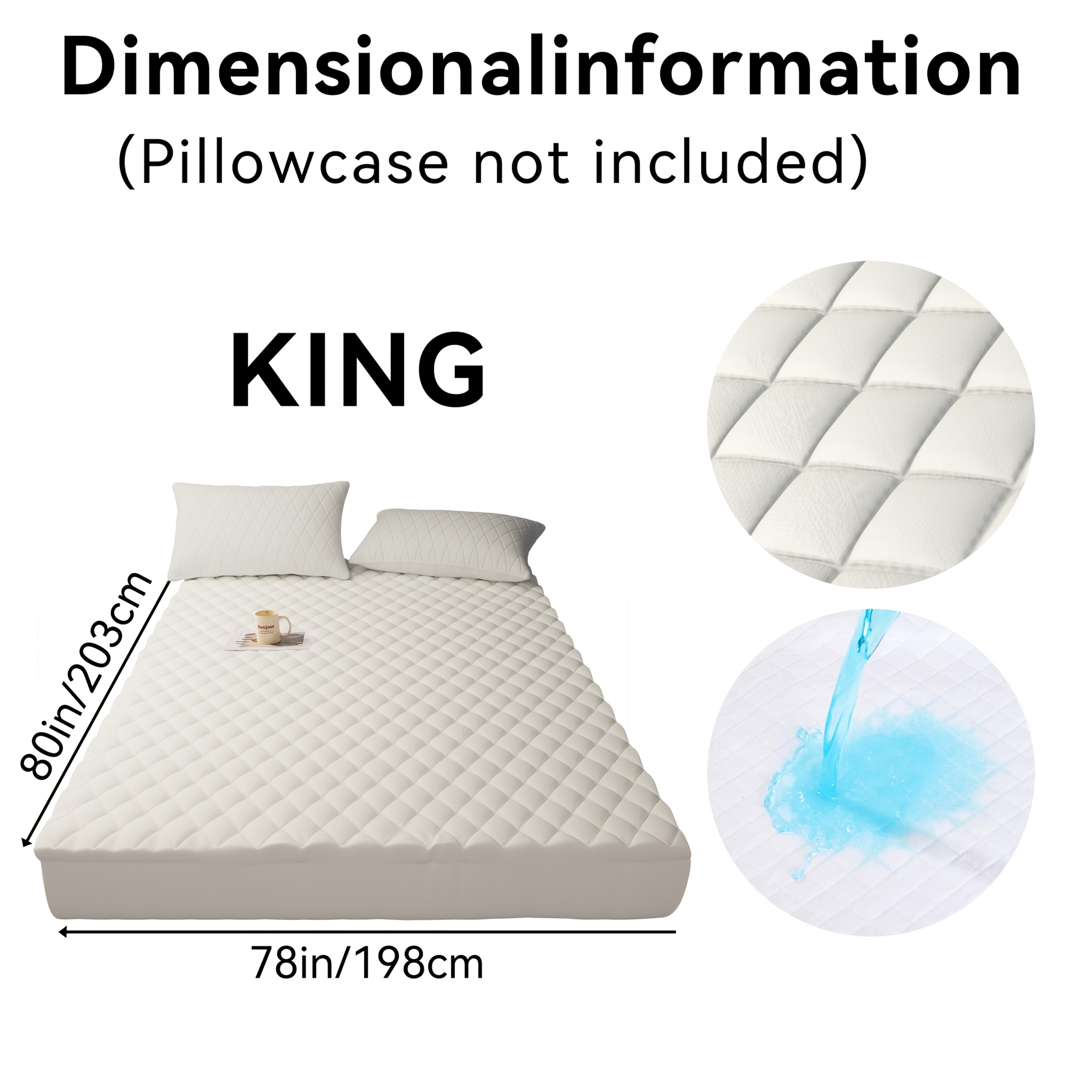 1pc Waterproof Non-Slip Mattress Protector, Solid Colour Quilted Bed Cover with Deep Pocket-Bed Bug Mattress Protector, Warm & Breathable Bedding for Bedroom, Guest Room Or Hotel, Perfect Gift for Family And Couple, Christmas Gift (No Pillowcases) 28 1pc Waterproof Non-Slip Mattress Protector, Solid Colour Quilted Bed Cover with Deep Pocket-Bed Bug Mattress Protector, Warm & Breathable Bedding for Bedroom, Guest Room Or Hotel, Perfect Gift for Family And Couple, Christmas Gift (No Pillowcases) - Image 28