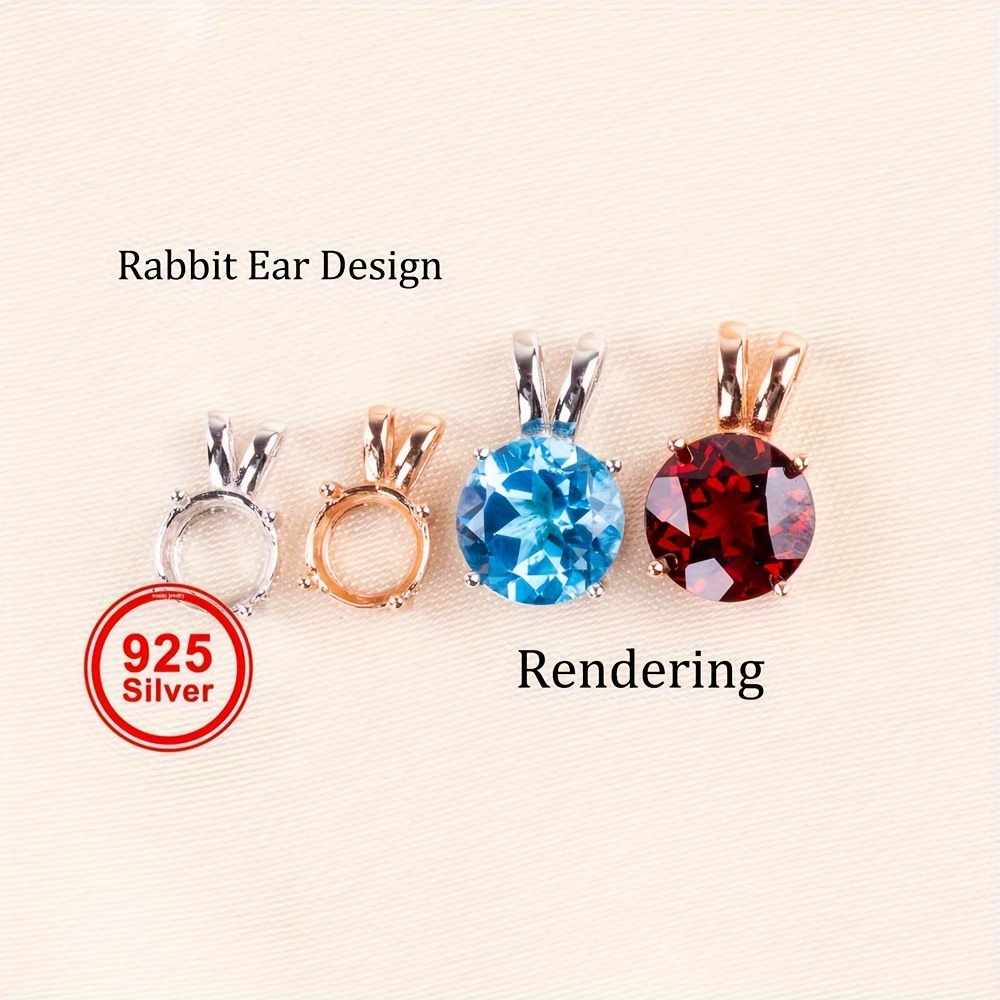 

1pc 6-9mm 925 Sterling Silver Rose Golden Simple Rabbit Ear Round 4-prong Bezel Settings For Diy Pendant Necklace