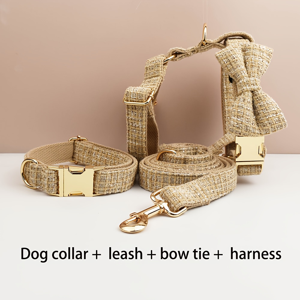 TEMU Of 2pcs/4pcs Options , Custom-designed Dog Collars, Leashes, Belts, And Bowtie Pet Accessories, Free Engraving For Personalized Dog Collars, And