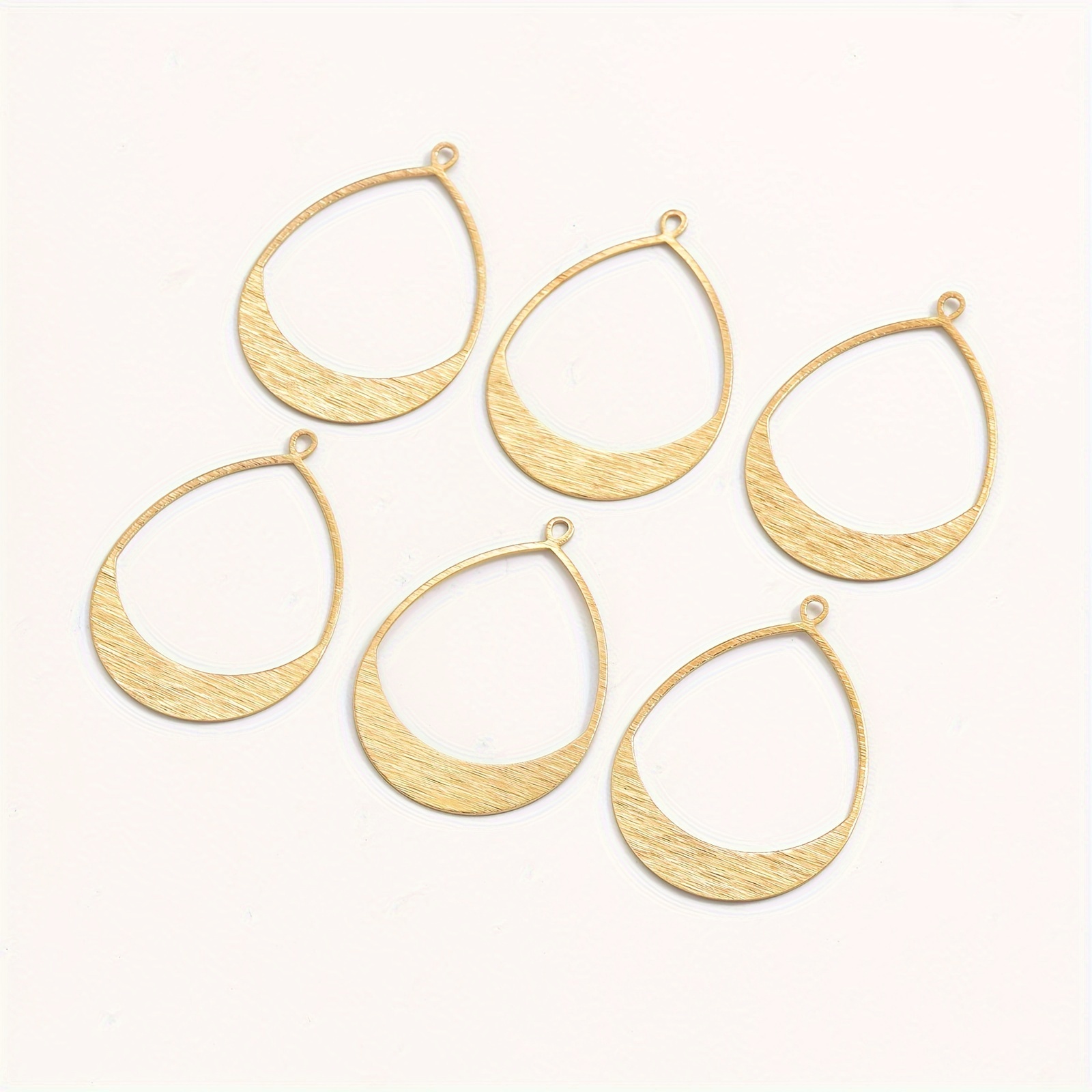 E-shop 6 Stück Original Messing Geometrische Gebürstete Tränenform Einloch Oval Ohrring Anhänger DIY Schmuckherstellung Zubehör