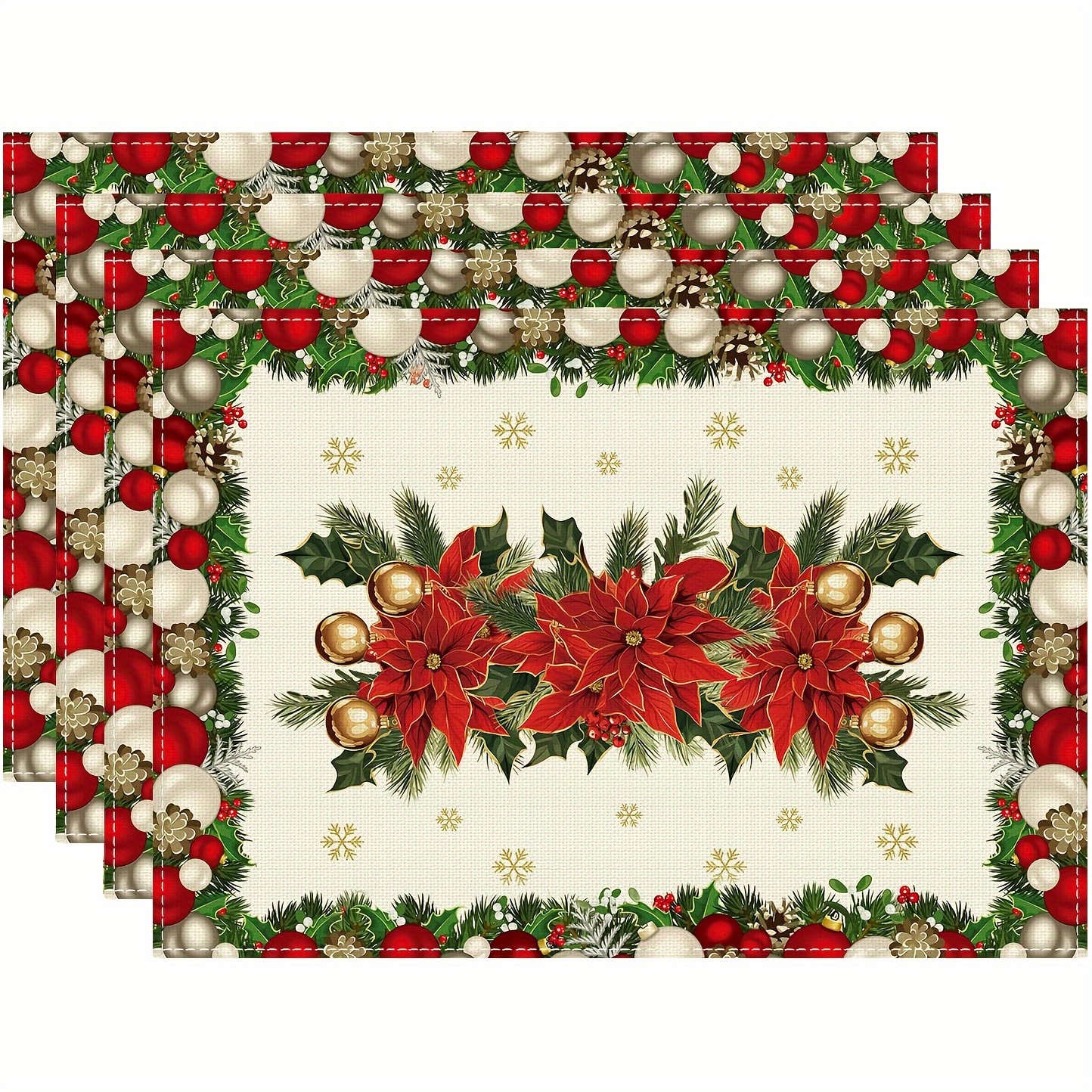 

de 4 ou 6 de Napperons en Tissu de Fleurs et de la Table, Décoration de Table 12x18 Pouces