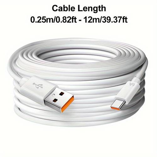 cable usb a tipo-c de 66w 6a, cable de carga rápida usb c para huawei oppo samsung sony ps4 power bank para vigilancia de seguridad, cámara wifi, cable de extensión de carga de energía, grabadora de conducción, cable de carga tipo-c largo max 12m