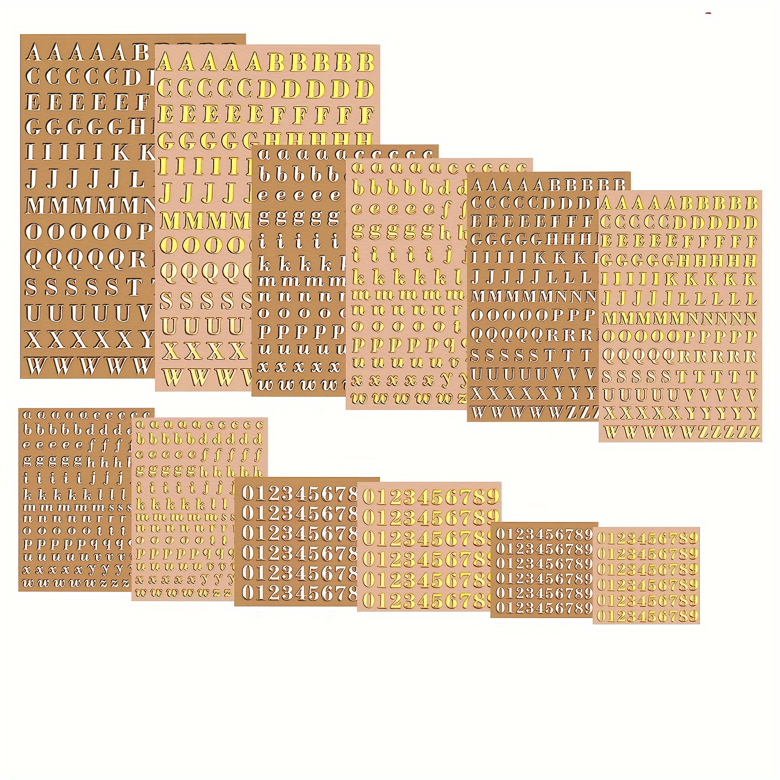 12 Resin Letter Stickers, Mini Alphabet And Number Stickers, Resin Craft Supplies, Epoxy Resin Casting Decorations, Alloy Self-adhesive Letter Stickers, Glitter Golden And Silvery 4.5mm 3mm