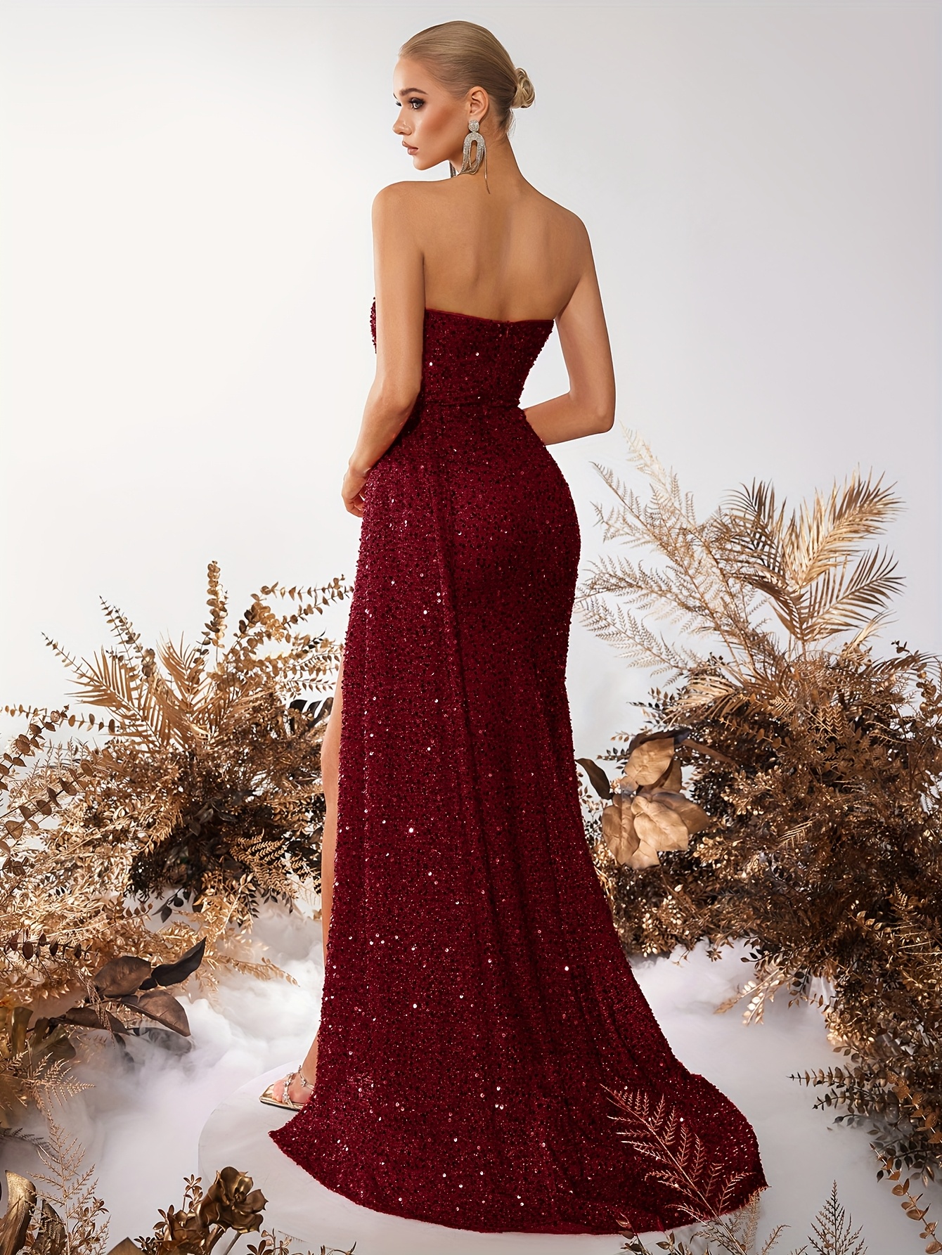 elegant strapless sweetheart neckline bodycon dress waist - Temu United  Kingdom