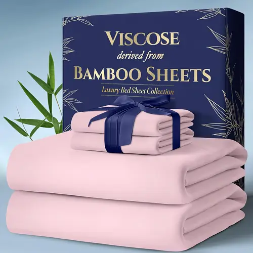 luxury cooling bed sheets king set ultra soft bamboo viscose microfiber bedding with deep pockets natural design cooling technology for hot sleepers deep pocket fits mattresses up to 18 machine washable pink ideal for men women king size bed sheets collection breathable soft cooling effect solid color options multi component use king size bed sheets sets twin bed sheets