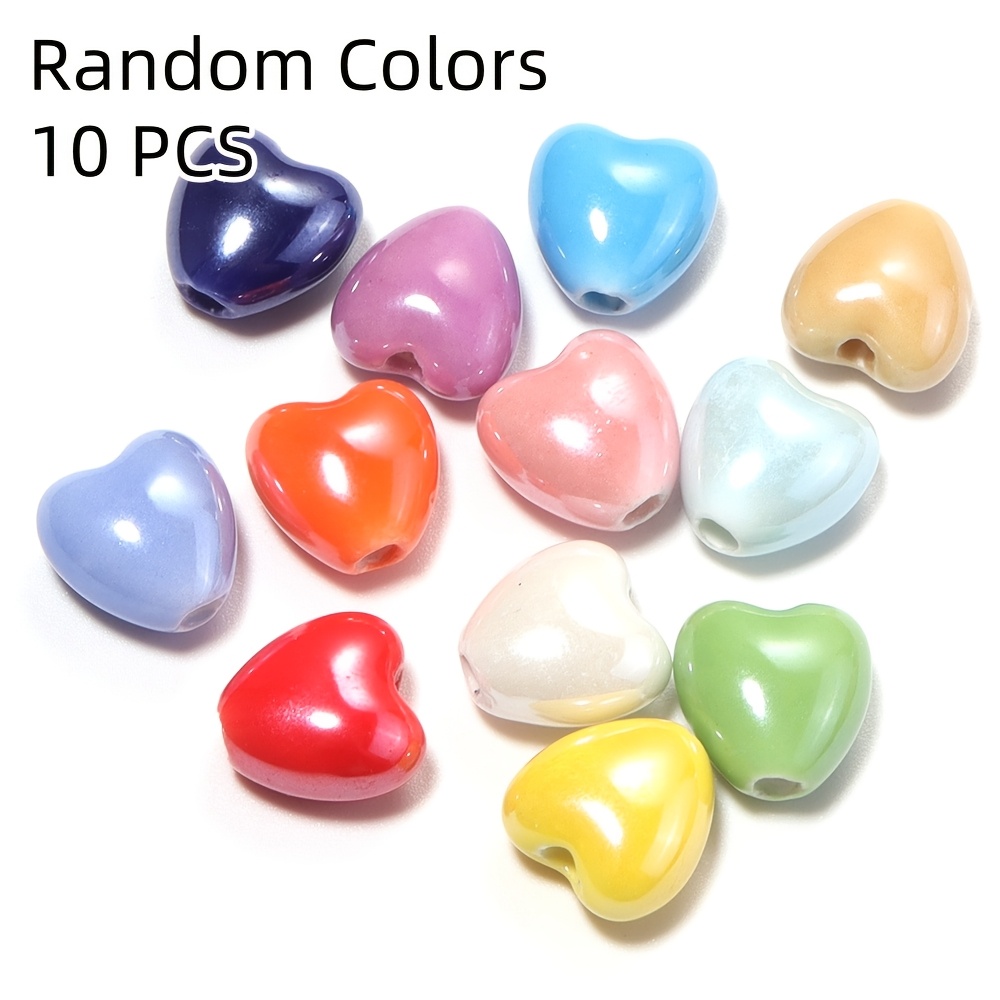 10pcs Multicolor Heart Loose Beads for DIY Jewelry Making