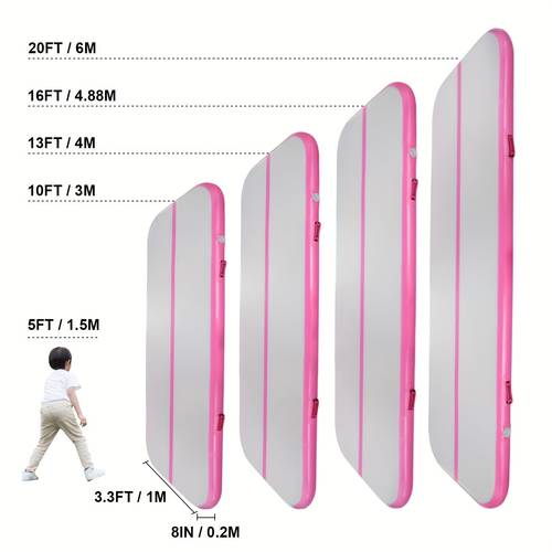 20ft 6 6ft 8inch air mat gymnastics track for tumbling 10ft 13ft 16ft 20ft cheer mat 3 3ft and 6 6ft wide 8 inch thick inflatable tumble thick pad crash balance for home swimming girl