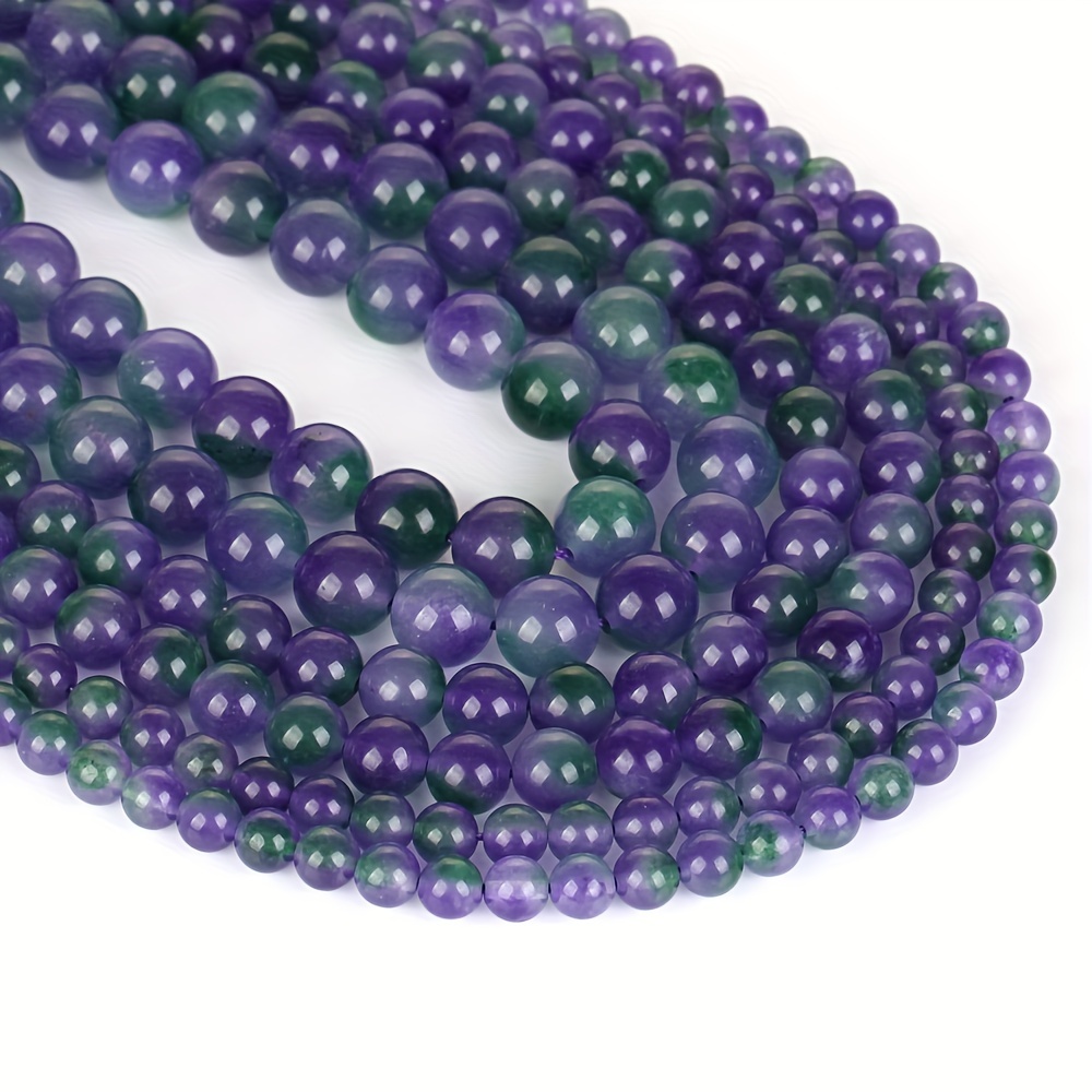 

Natural Amethyst & Green Jade Beads 6mm-10mm, Genuine Stone Round Spacer Beads, Jewelry Making Supplies For Diy Bracelets Necklaces, 15" Strand Pack