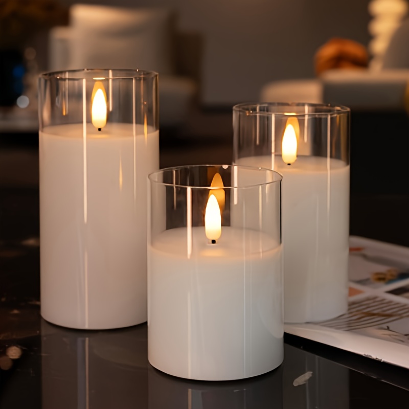 TEMU Realistic Flickering Flame Led Candles - Battery-powered Flameless Candles With 3d Wick For Christmas, Home, Wedding, Birthday & Romantic