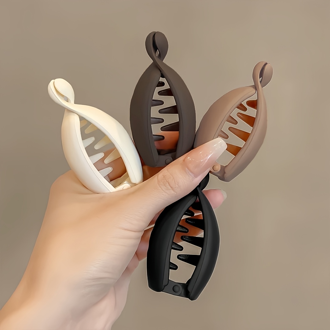 TEMU 3/4 pezzi Fermaglio per capelli a curva , , Caff癡 Scuro, Caff癡 Chiaro casuale, Clip per capelli opaca in plastica per donna, Accessorio per