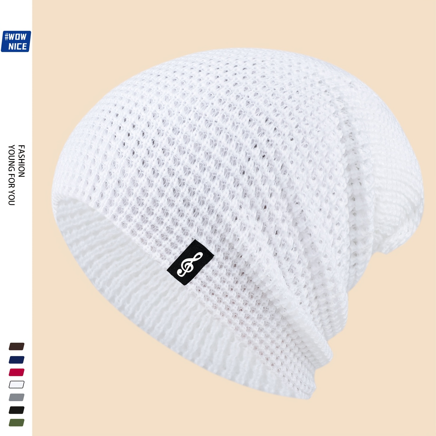 TEMU Stylish Guitar Hat Music Label Decorative Loose Beanie For Men And Women Autumn Winter Unisex Knit Ear Protection Warm Hat Suitable For Outdoor